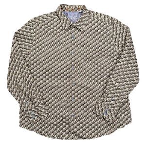 Robert Graham Skull Print Long Sleeve Button Up Shirt Men's 3XL Flip Cuff